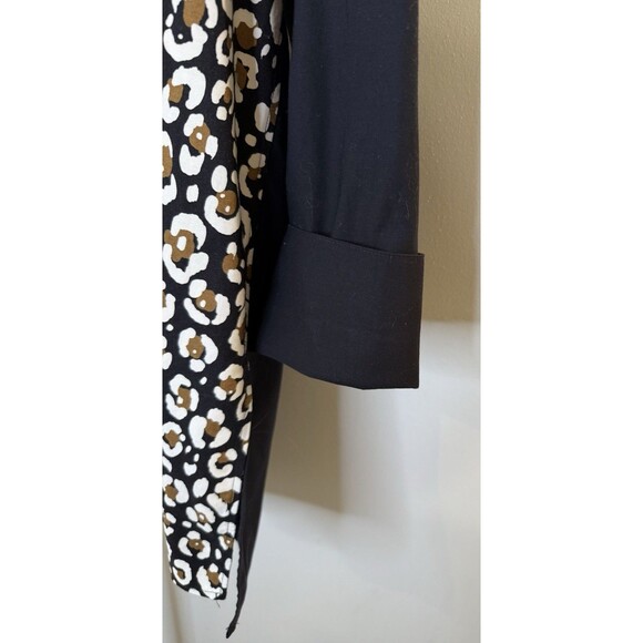 Chico’s No-Iron Tunic Top 1 (8 M) Black Animal Print Mix Zebra Leopard Stretch - Picture 7 of 8